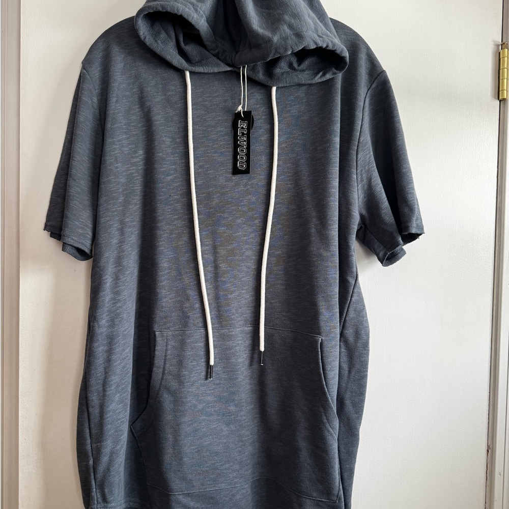 Men's Short Sleeve Drawstring Hoodie